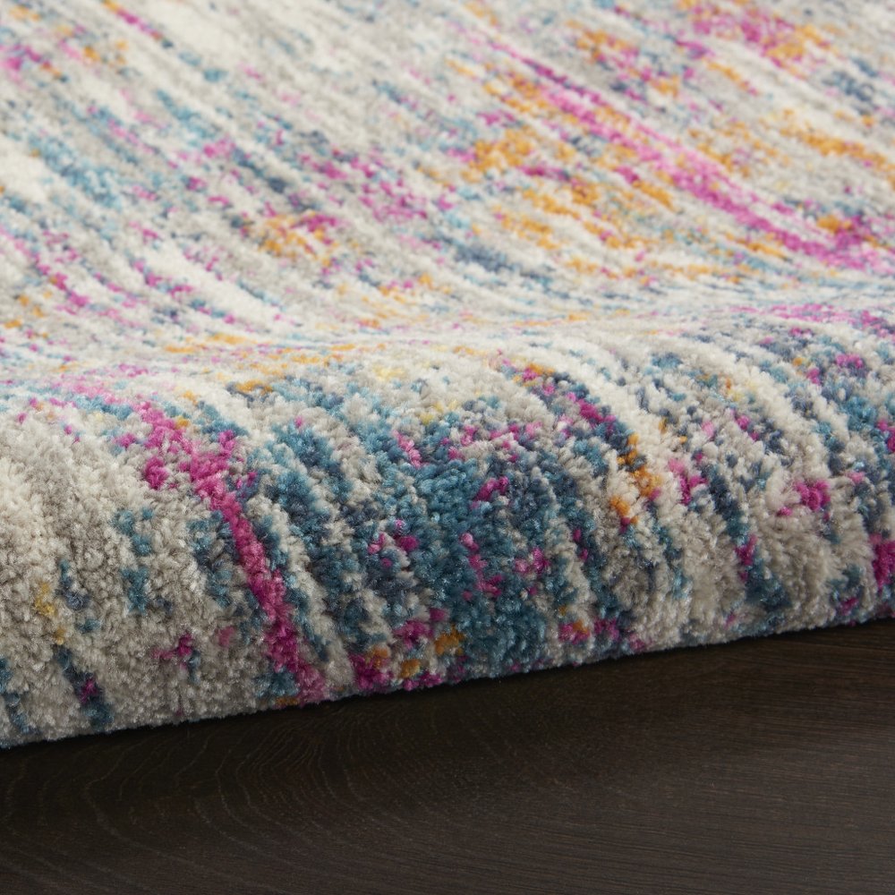 7' X 10' Ivory And Blue Abstract Area Rug