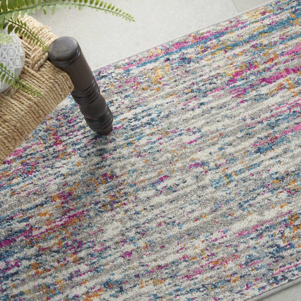 7' X 10' Ivory And Blue Abstract Area Rug