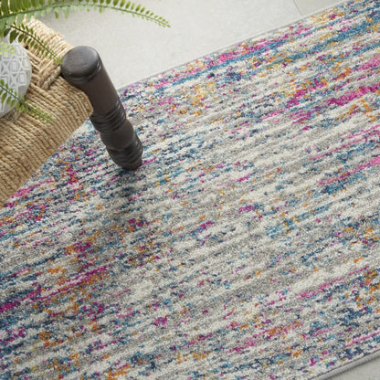 7' X 10' Ivory And Blue Abstract Area Rug