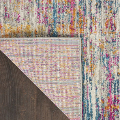 7' X 10' Ivory And Blue Abstract Area Rug