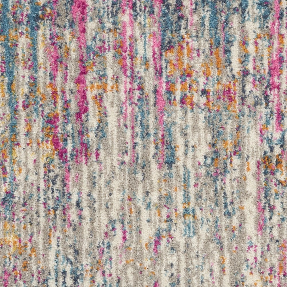 7' X 10' Ivory And Blue Abstract Area Rug