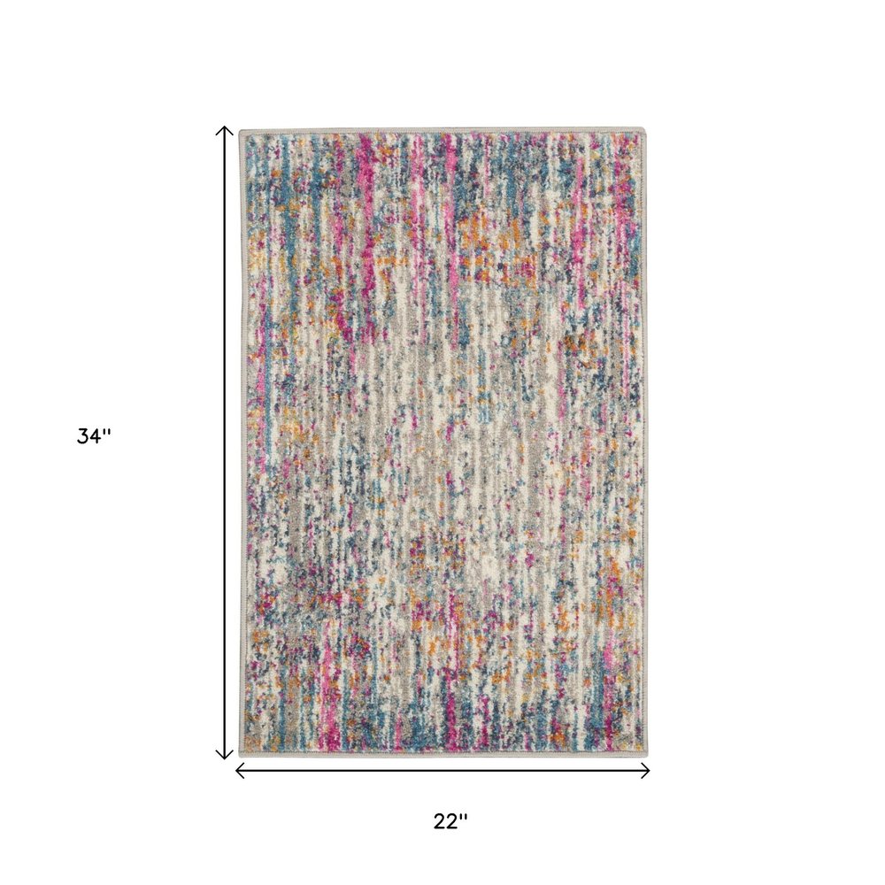 7' X 10' Ivory And Blue Abstract Area Rug