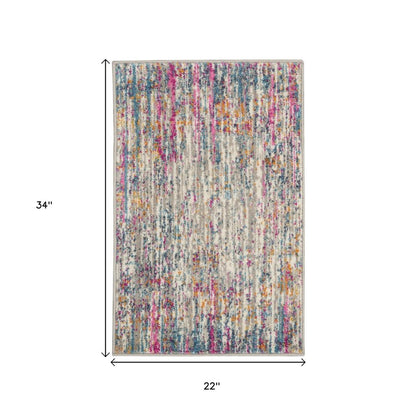 7' X 10' Ivory And Blue Abstract Area Rug