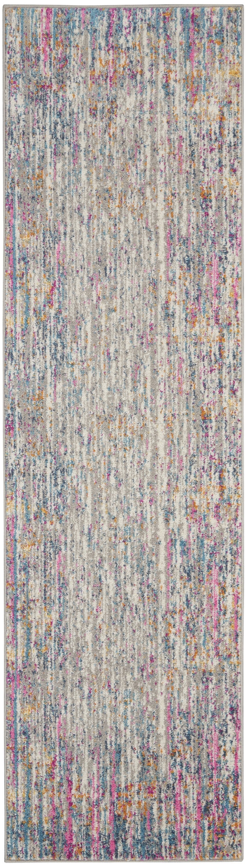 8' X 10' Pink And Ivory Abstract Power Loom Area Rug