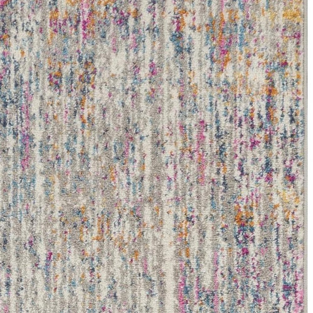 7' X 10' Ivory And Blue Abstract Area Rug