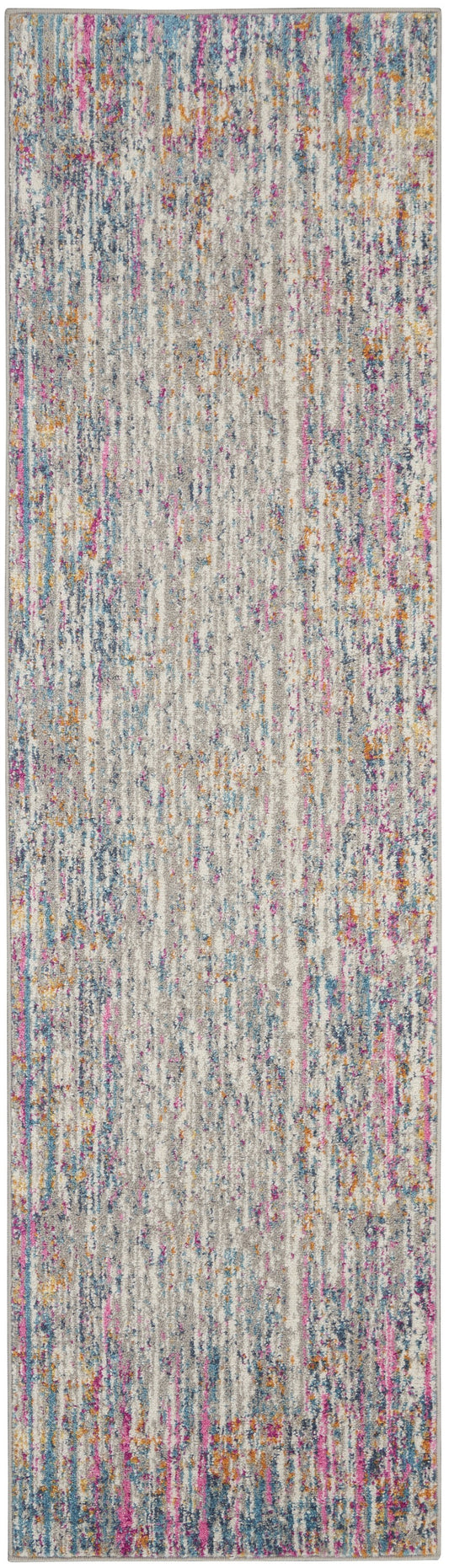 2' X 3' Pink And Ivory Abstract Power Loom Area Rug