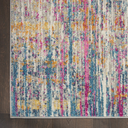 5' X 7' Pink And Ivory Abstract Power Loom Area Rug