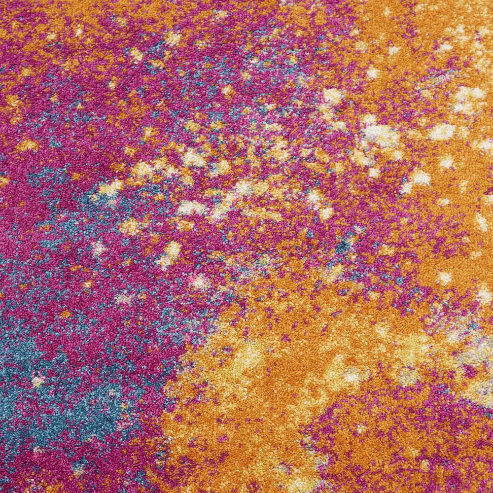 8' X 10' Blue And Orange Abstract Area Rug