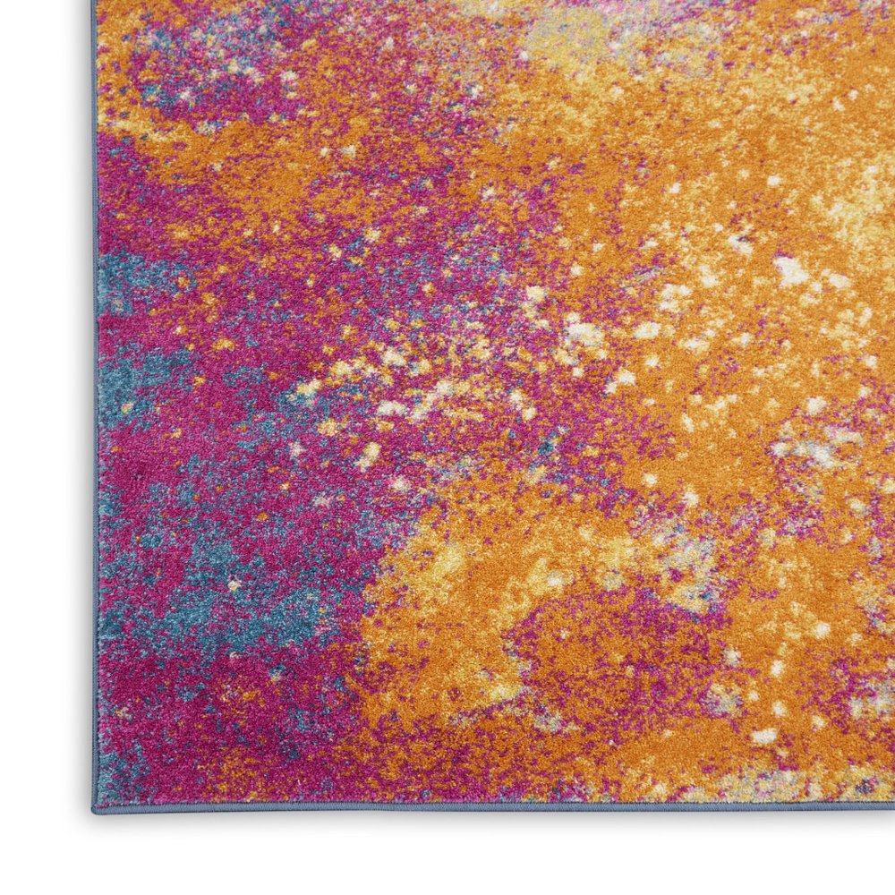 10' Blue And Orange Abstract Runner Rug