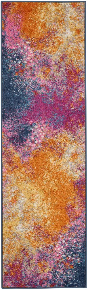 2' X 3' Blue And Orange Abstract Area Rug