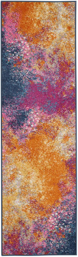 8' X 10' Blue And Orange Abstract Area Rug