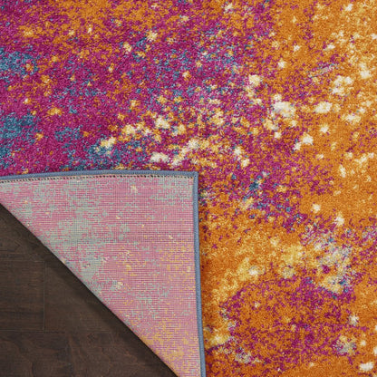 8' X 10' Blue And Orange Abstract Area Rug