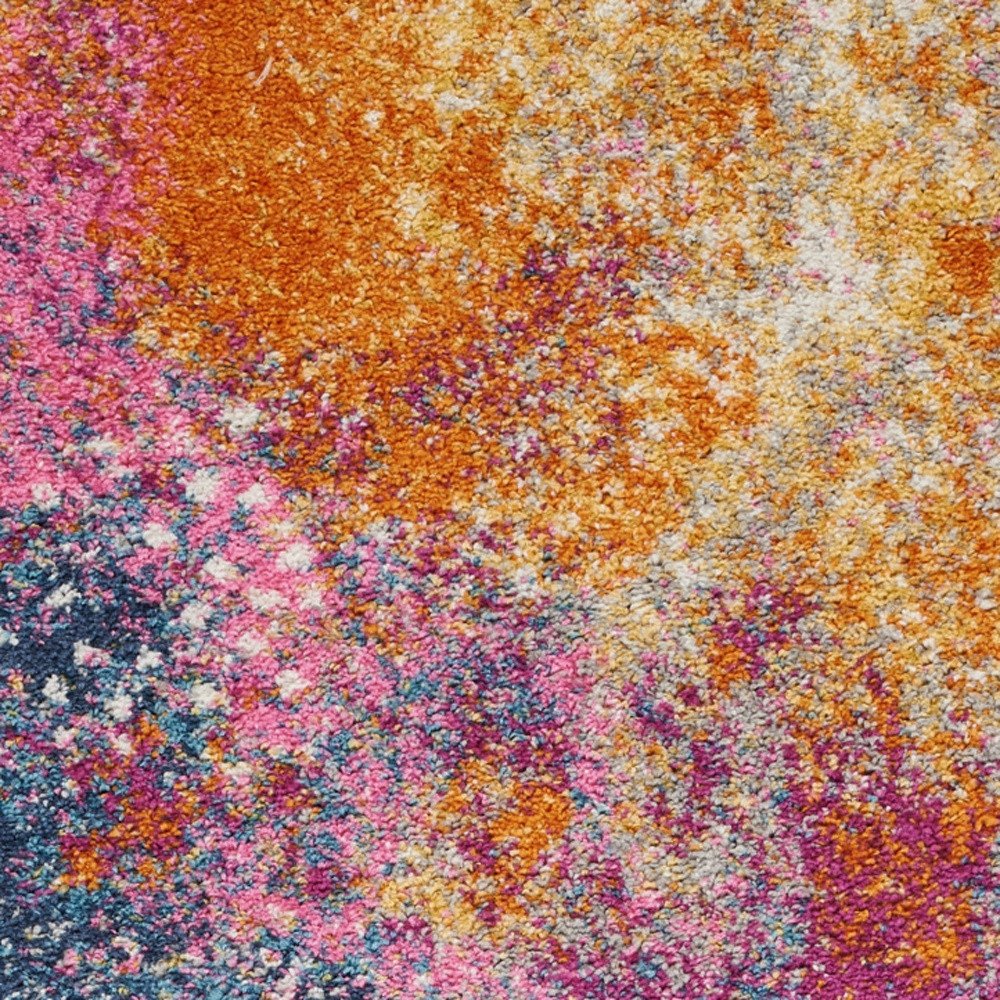 8' X 10' Blue And Orange Abstract Area Rug