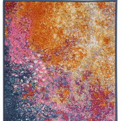 8' X 10' Blue And Orange Abstract Area Rug