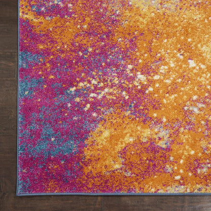2' X 3' Blue And Orange Abstract Area Rug