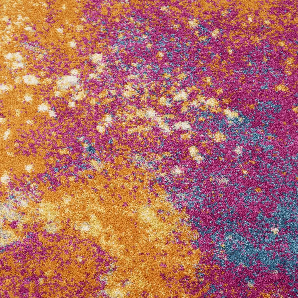 10' Blue And Orange Abstract Runner Rug