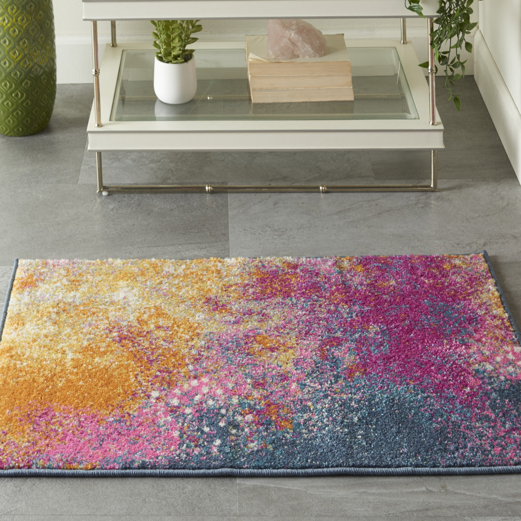 5' Sunset Round Abstract Power Loom Area Rug