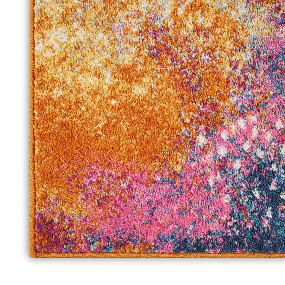 4' X 6' Blue And Orange Abstract Area Rug