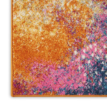 4' X 6' Blue And Orange Abstract Area Rug