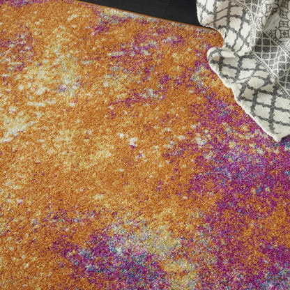 4' X 6' Blue And Orange Abstract Area Rug