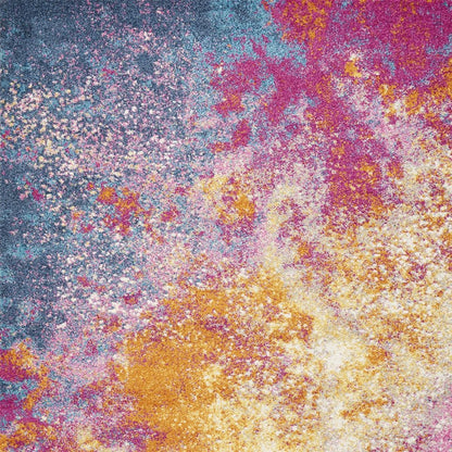 4' X 6' Blue And Orange Abstract Area Rug