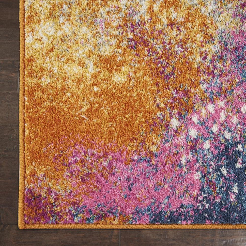 4' X 6' Blue And Orange Abstract Area Rug