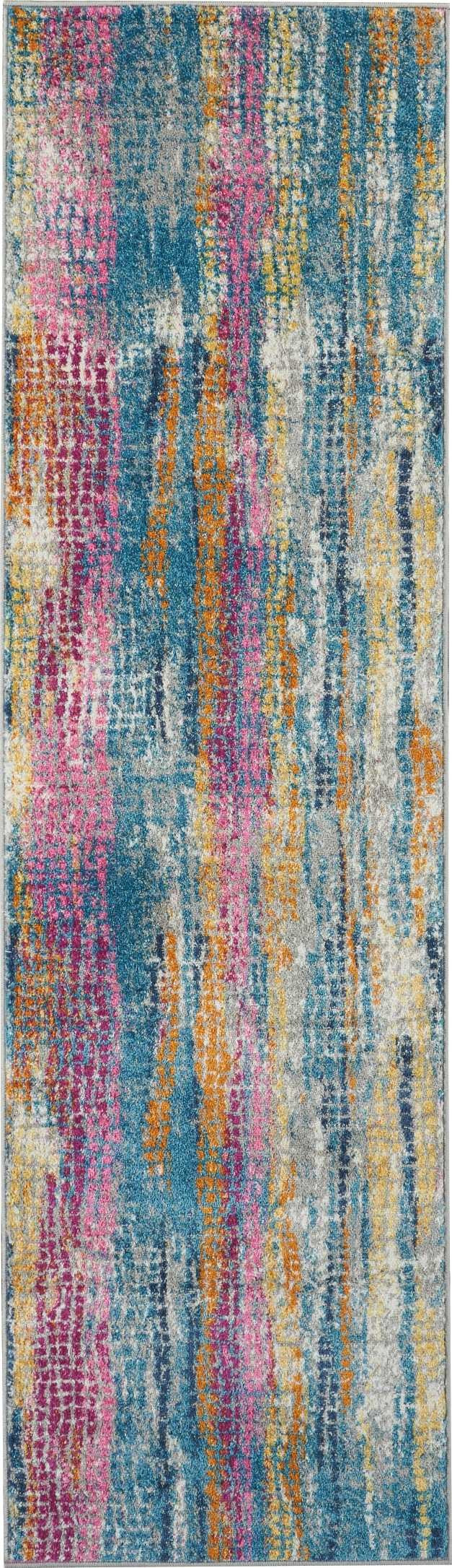 8' X 10' Pink And Blue Abstract Power Loom Area Rug