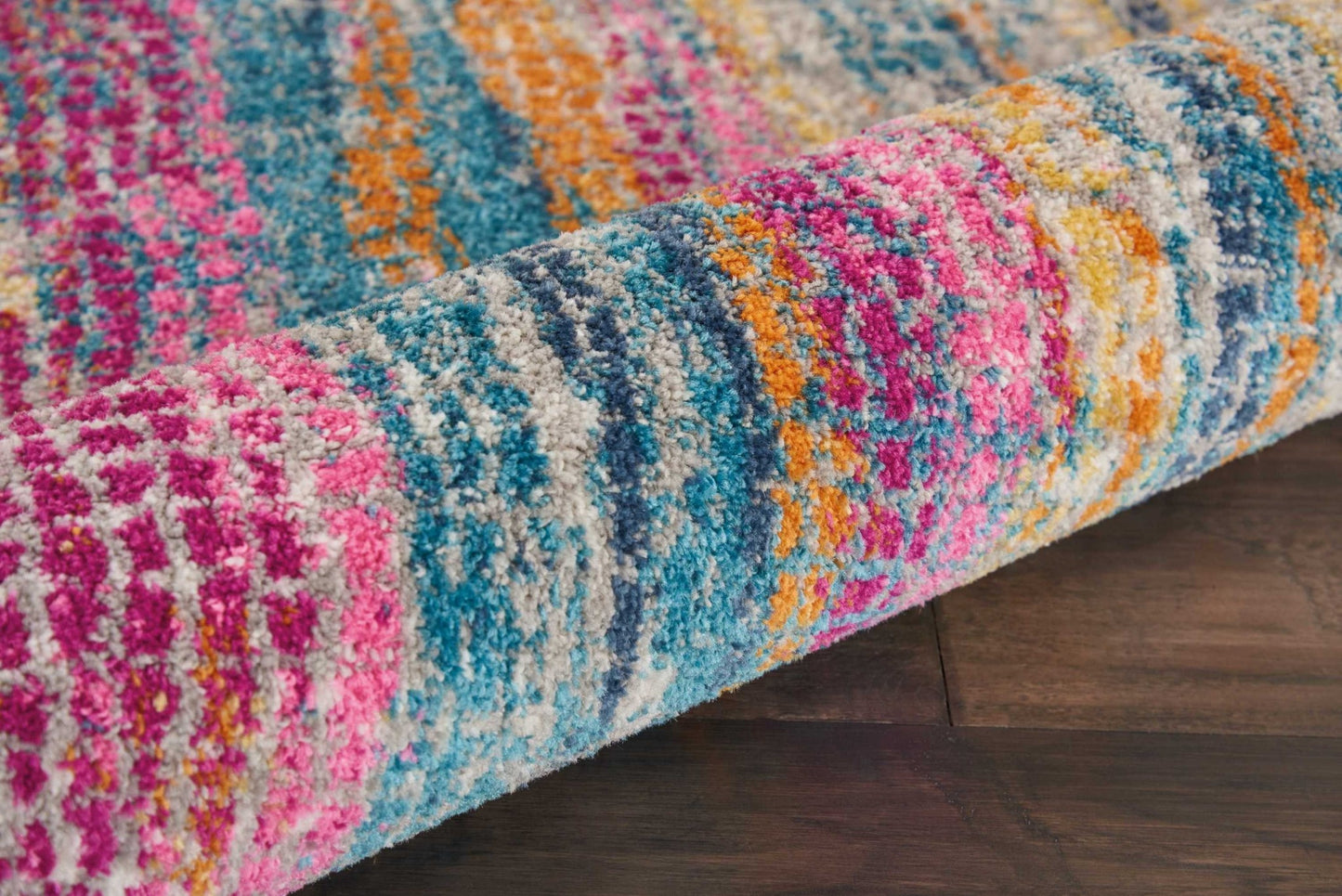 8' X 10' Pink And Blue Abstract Power Loom Area Rug