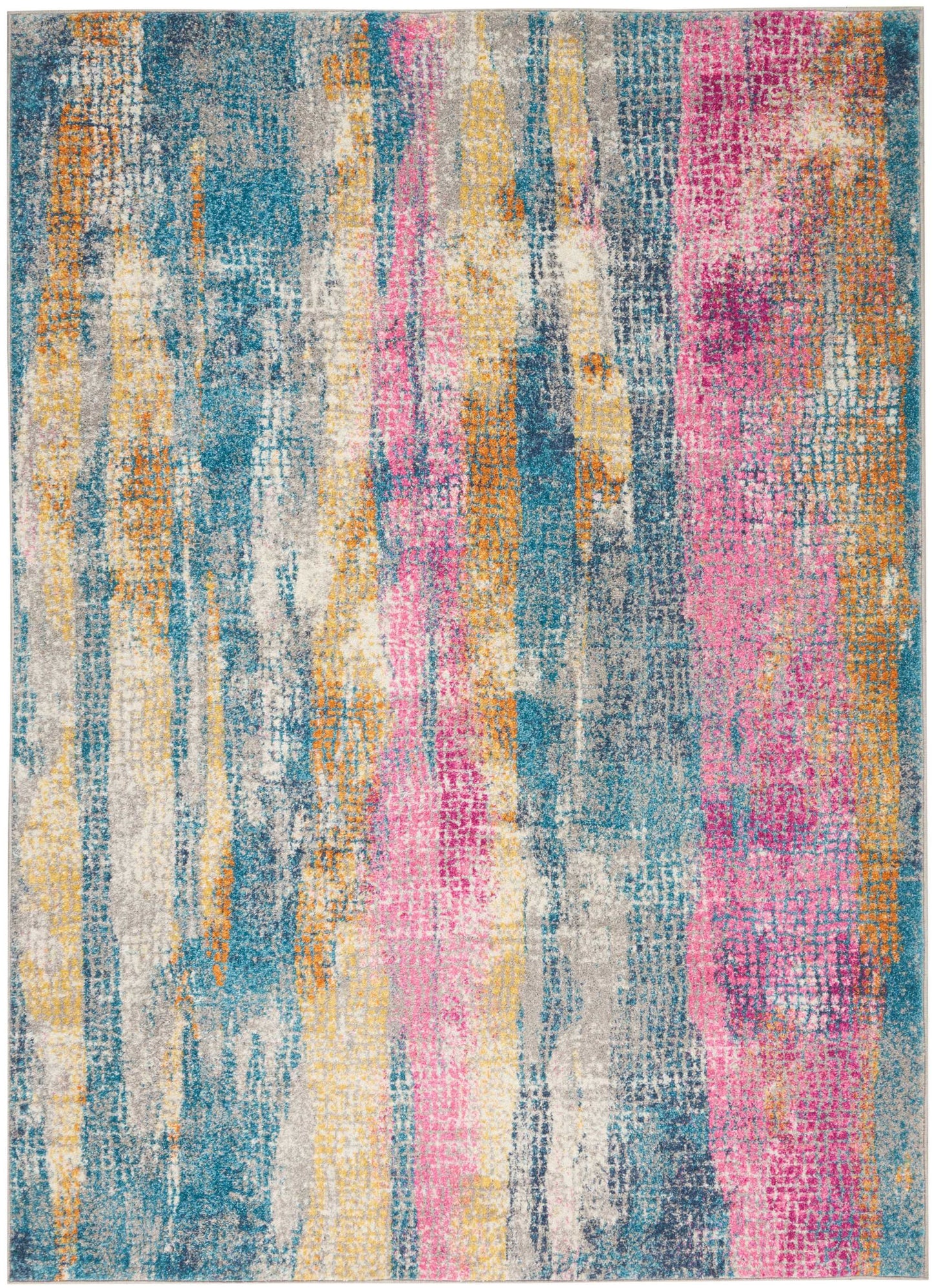 7' X 10' Gray And Ivory Abstract Distressed Area Rug