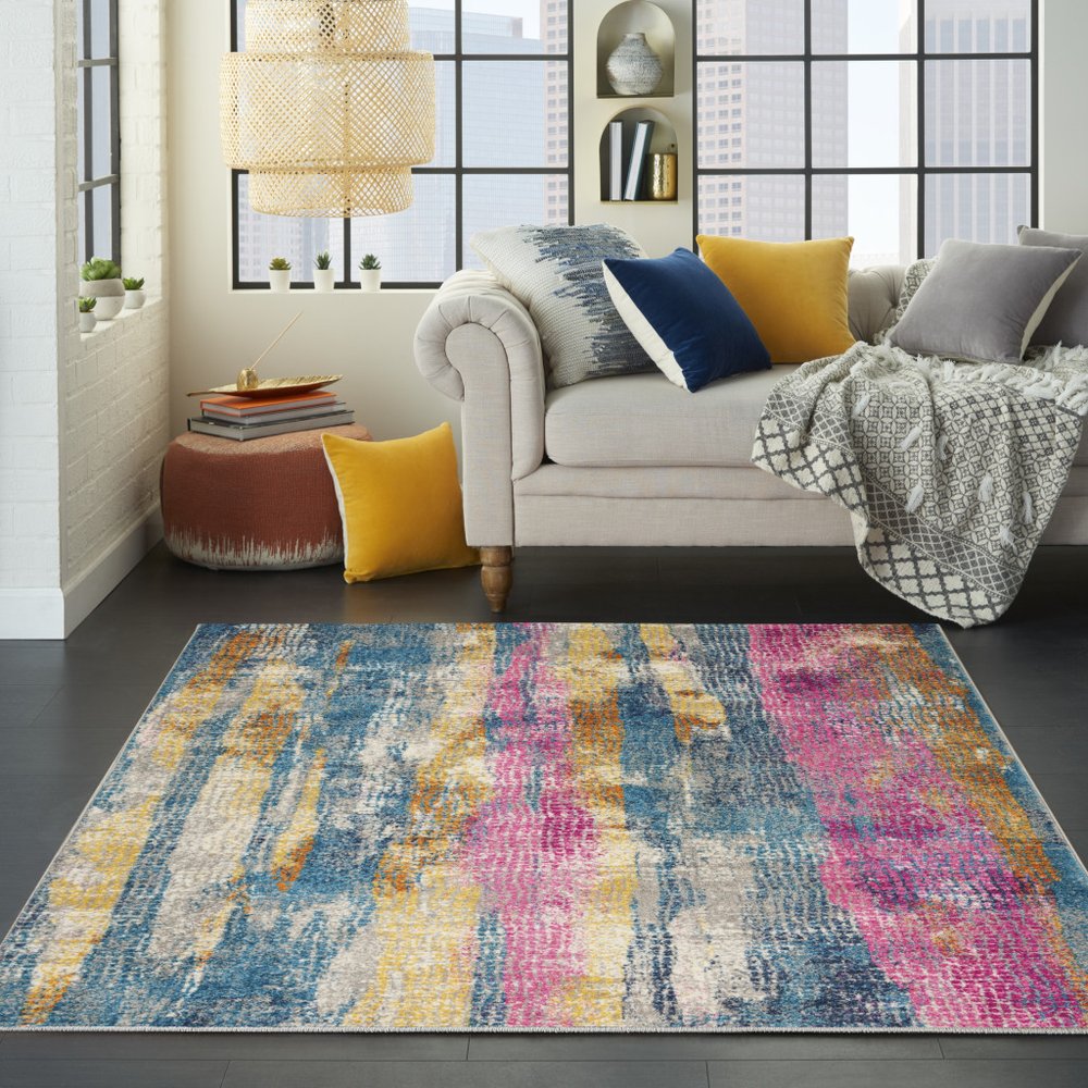 8' X 10' Gray And Ivory Abstract Distressed Area Rug