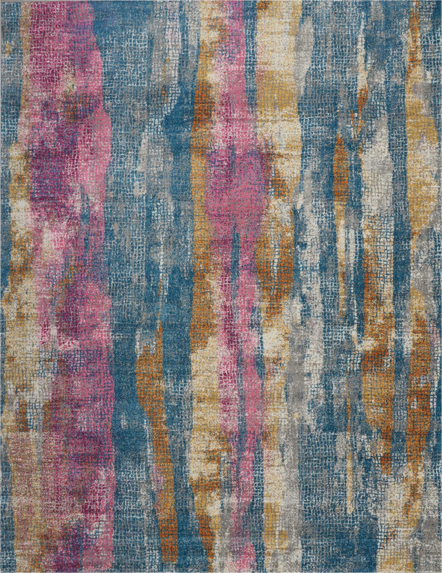 8' X 10' Pink And Blue Abstract Power Loom Area Rug