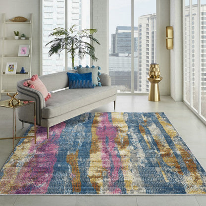 8' X 10' Gray And Ivory Abstract Distressed Area Rug