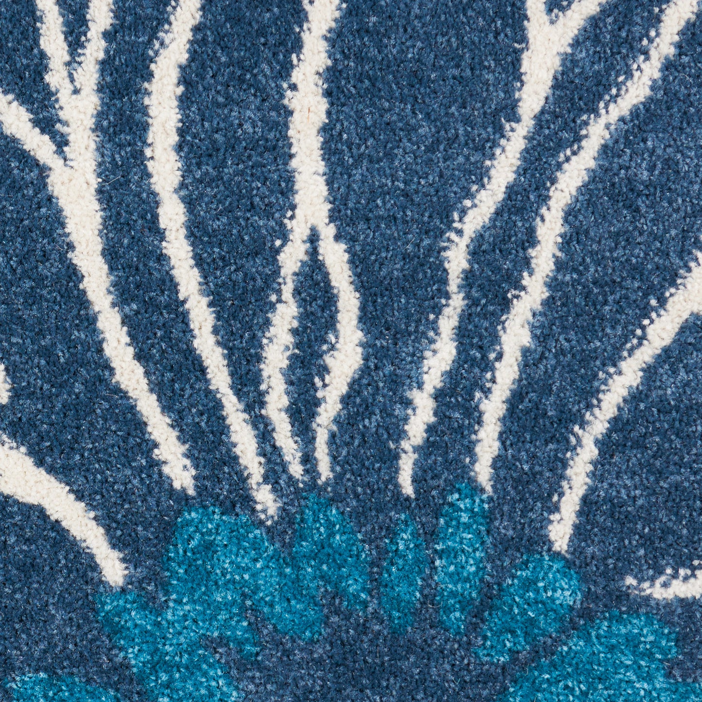 8' Blue Floral Power Loom Runner Rug