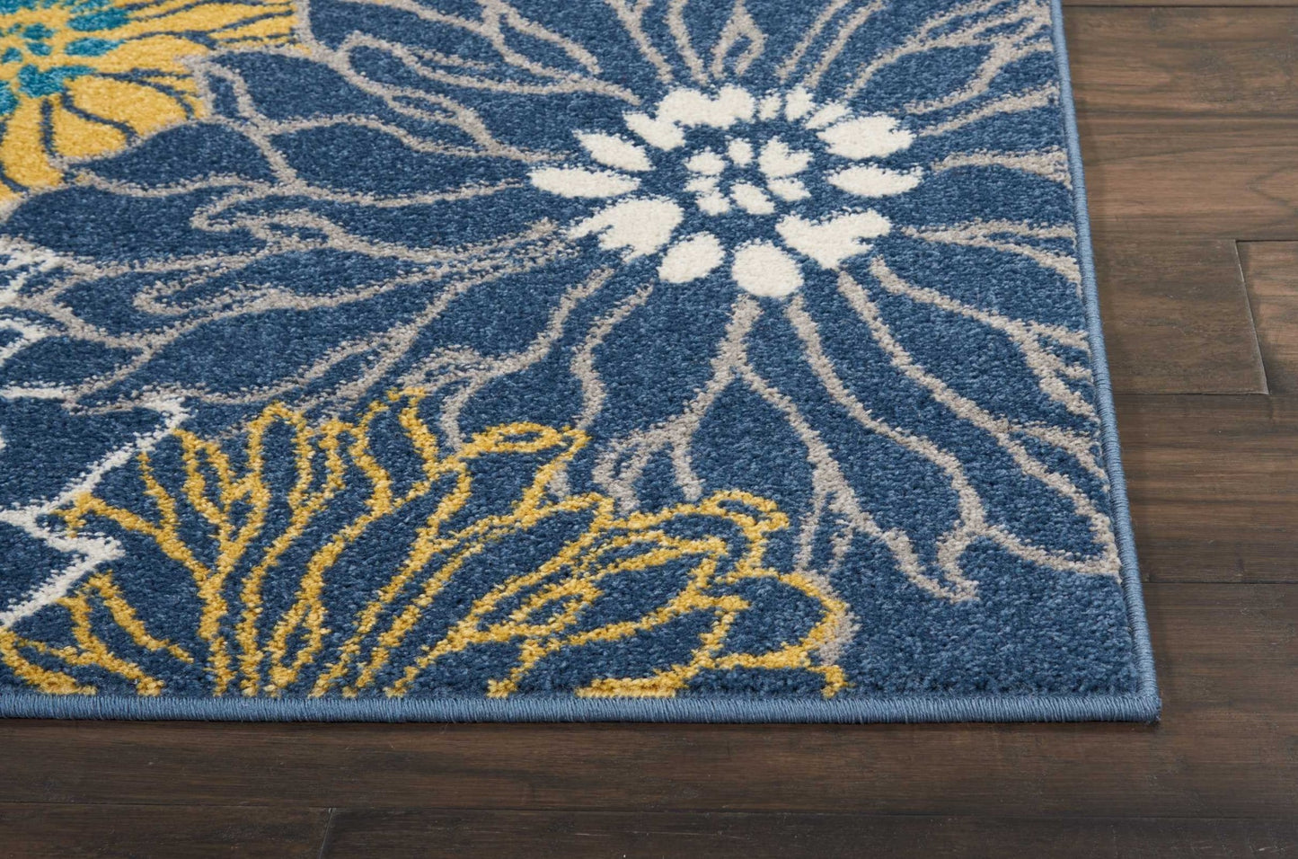 10' Blue Floral Power Loom Runner Rug