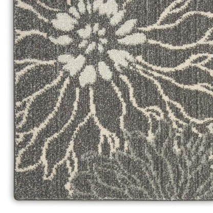 4' X 6' Blue And Gray Floral Area Rug