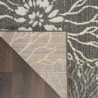 4' X 6' Blue And Gray Floral Area Rug