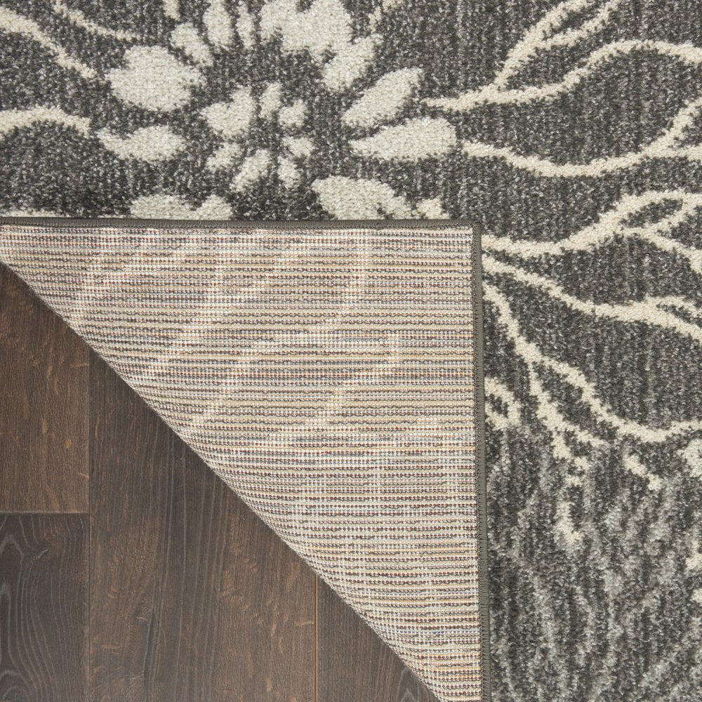10' Blue And Gray Floral Runner Rug