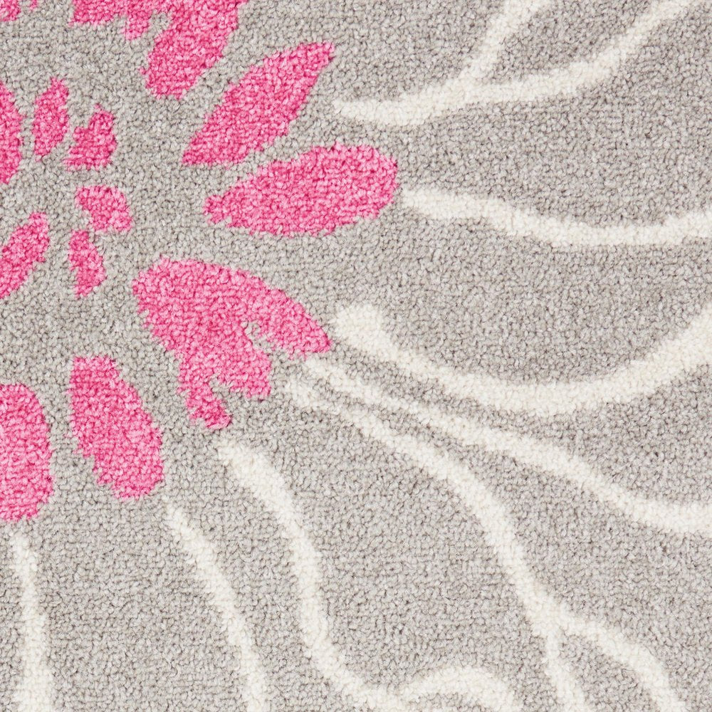 2' X 3' Gray And Pink Floral Area Rug