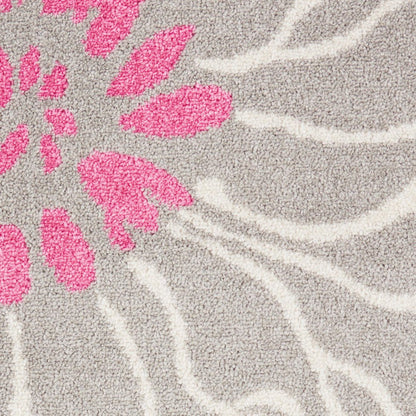 2' X 3' Gray And Pink Floral Area Rug