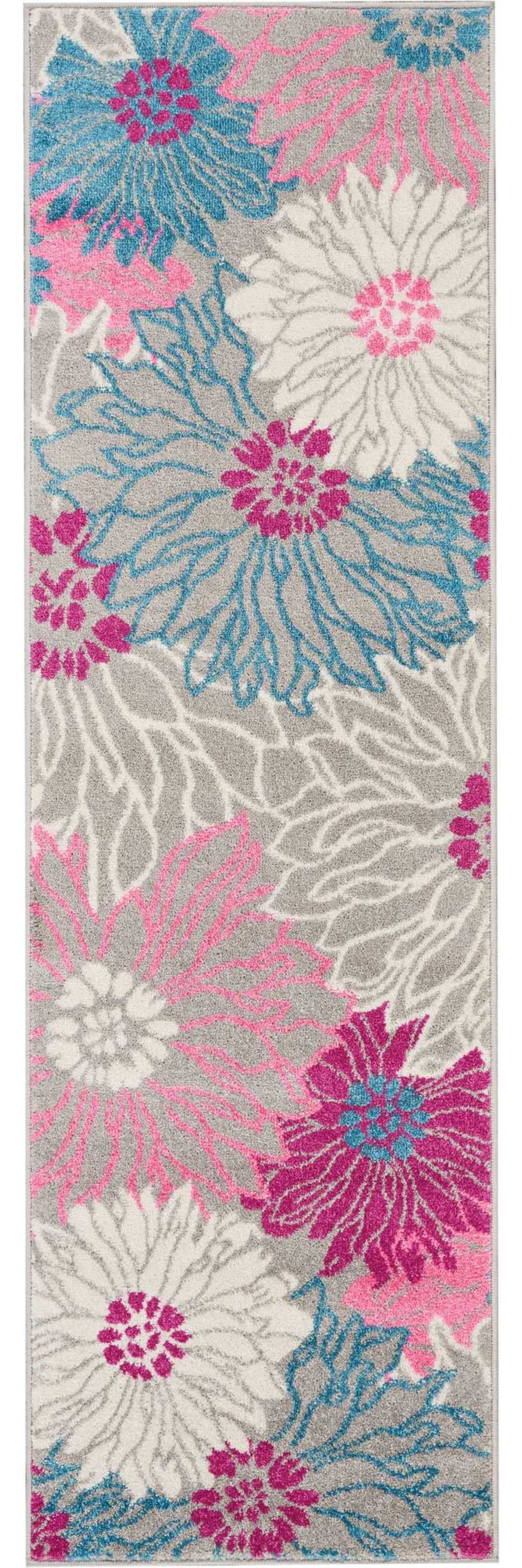 7' X 10' Gray Floral Dhurrie Area Rug