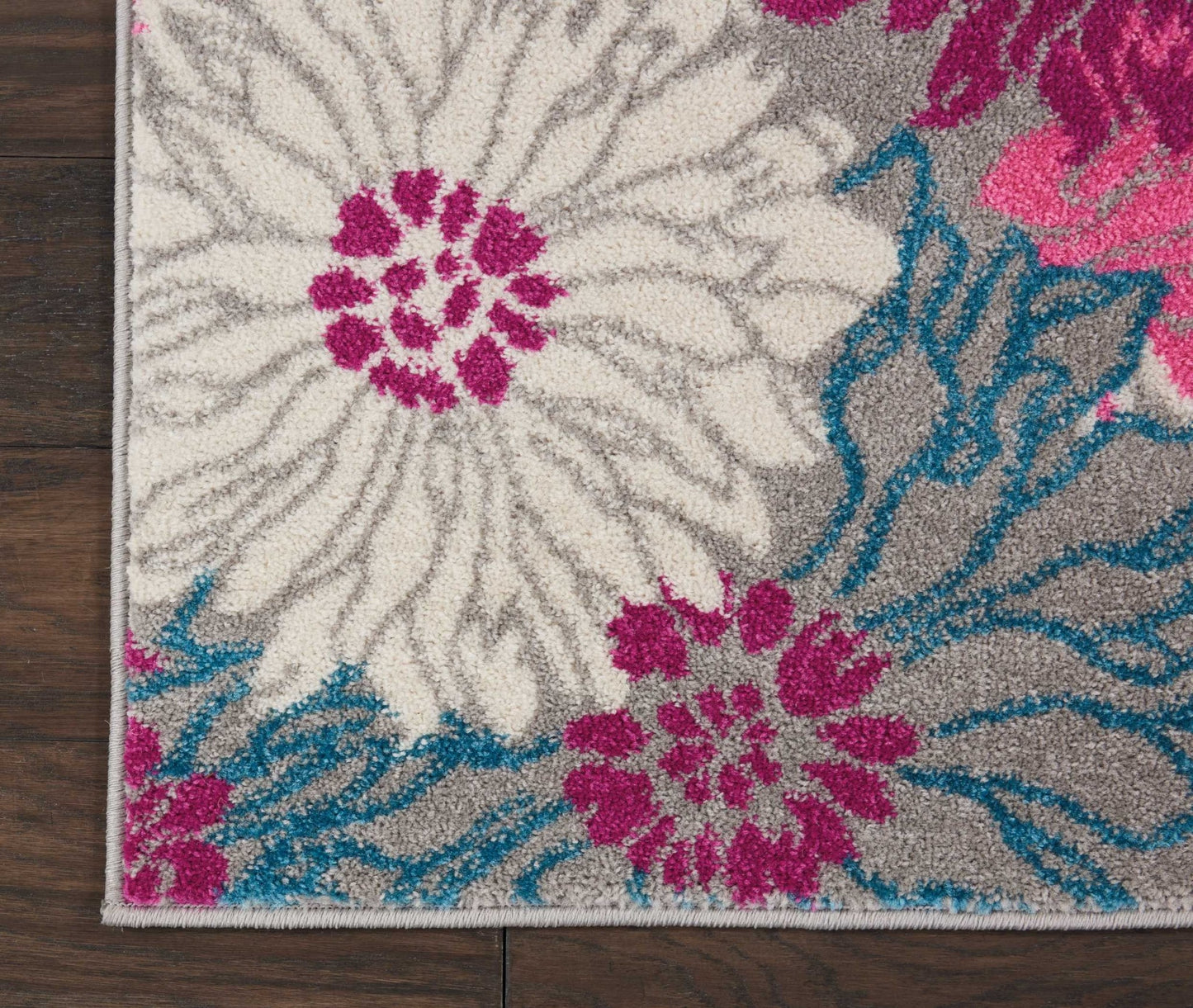 5' X 7' Gray Floral Dhurrie Area Rug