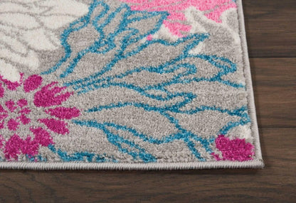 2' X 3' Gray And Pink Floral Area Rug