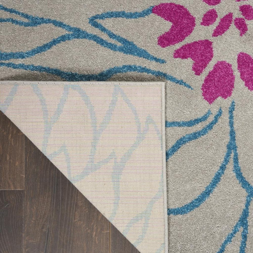 2' X 3' Gray And Pink Floral Area Rug