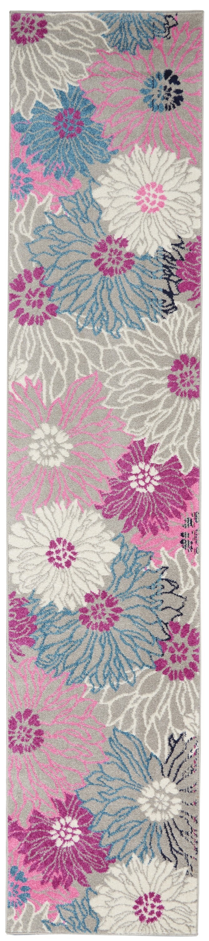 5' X 7' Gray Floral Dhurrie Area Rug