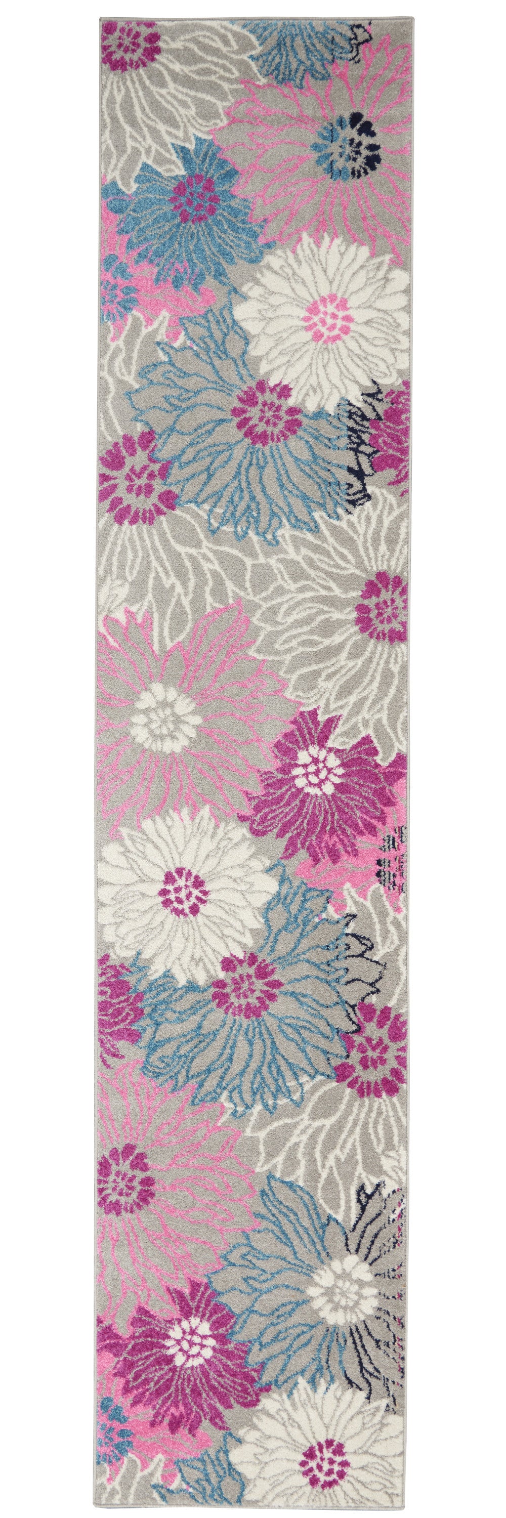 7' X 10' Gray Floral Dhurrie Area Rug