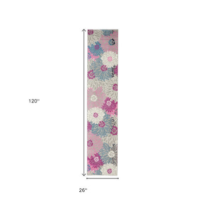 2' X 3' Gray And Pink Floral Area Rug
