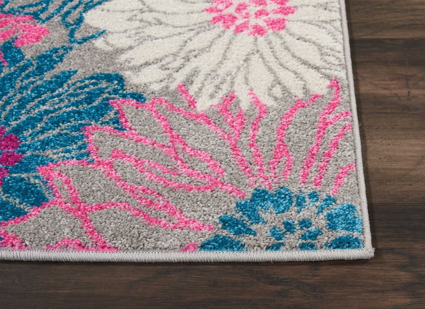 5' X 7' Gray Floral Dhurrie Area Rug