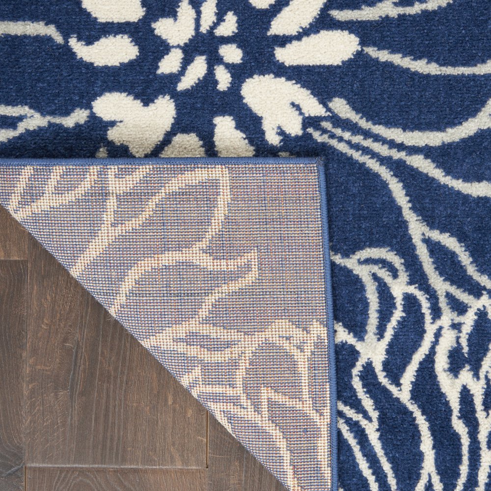 2' X 3' Blue And Ivory Floral Area Rug