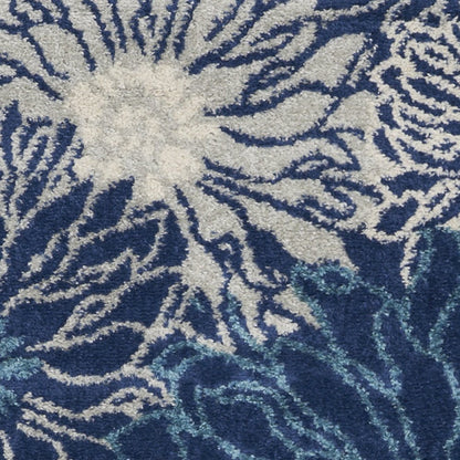 2' X 3' Blue And Ivory Floral Area Rug
