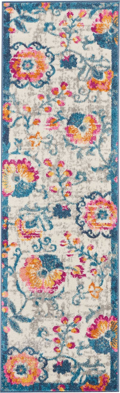 2' X 3' Ivory Floral Power Loom Area Rug